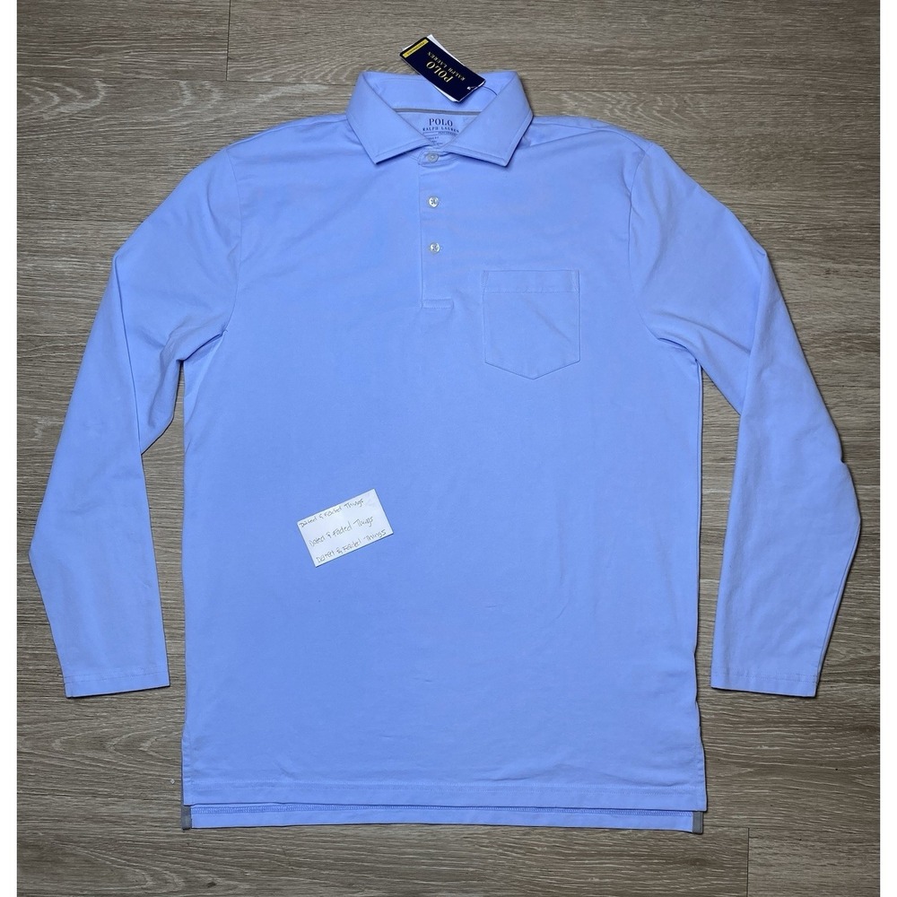 *NWT Polo Ralph Lauren Men Medium Golf Performance Shirt Light Blue Classic Fit